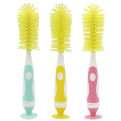 AliGan Bottle brush silicone brush baby silicon feeding bottle brushes 360 degree cleaning with rotating handle